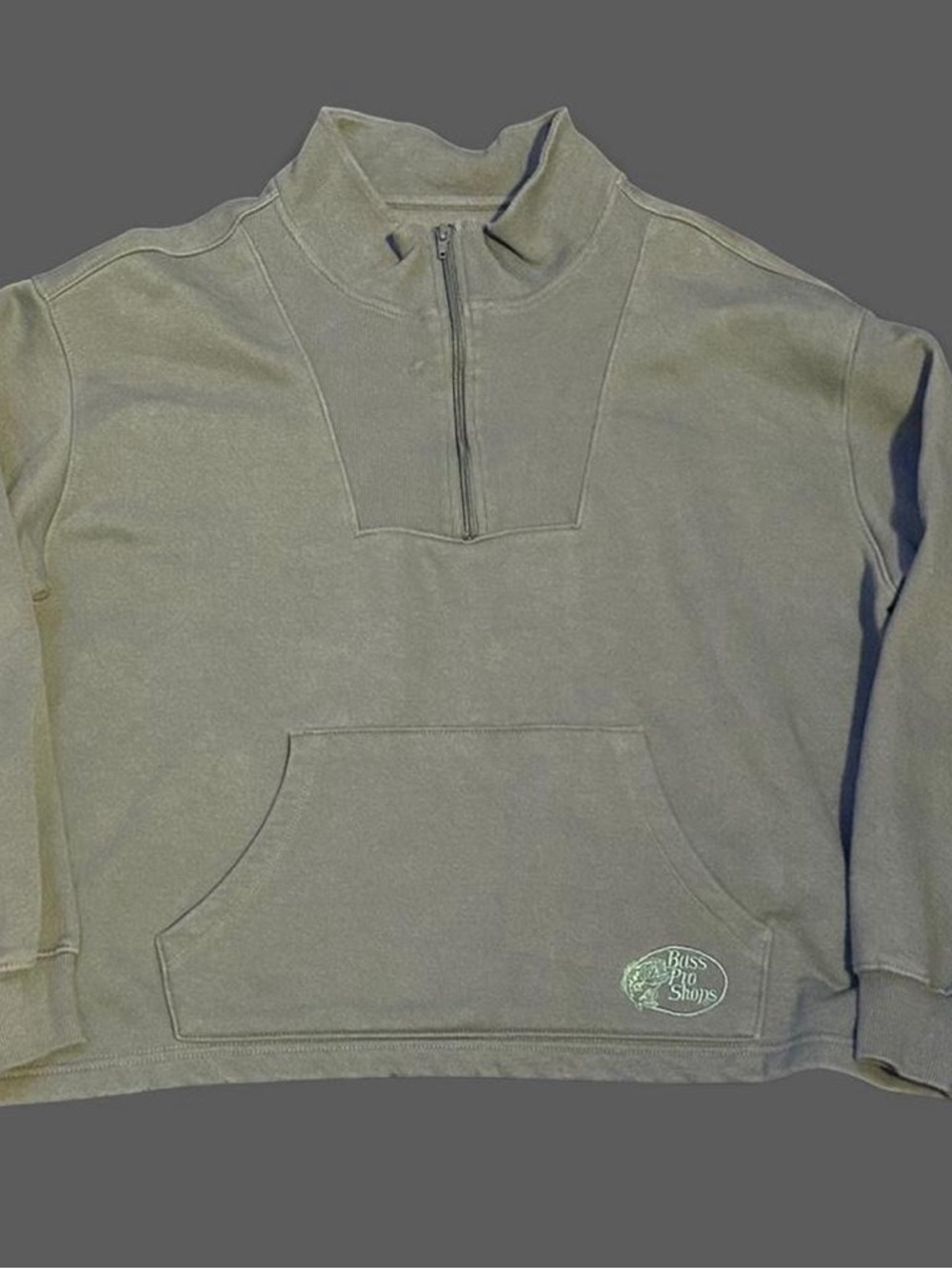 Bass Pro Shops Men's Olive Green Half-Zip Pullover Sweater